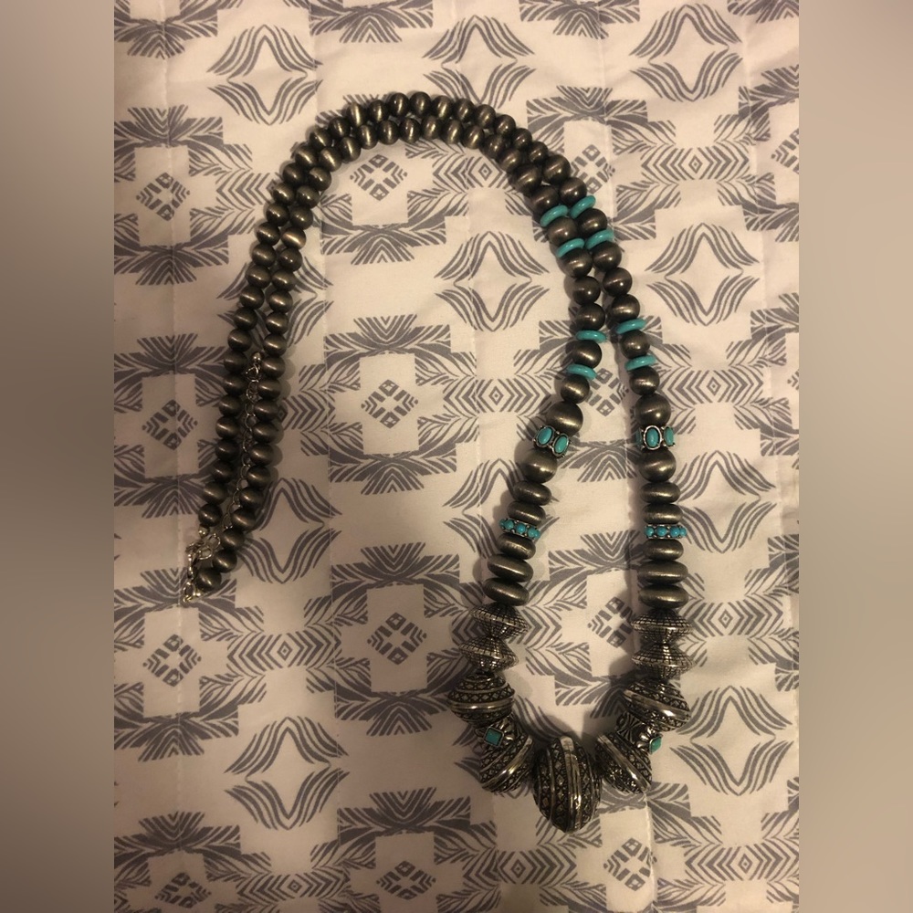 Navajo Pearl & Turquoise Statement Necklace
